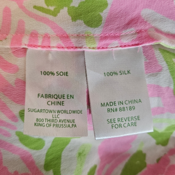 Lilly Pulitzer Elsa Silk Top Home Slice Pink Pineapple XS - Picture 13 of 15